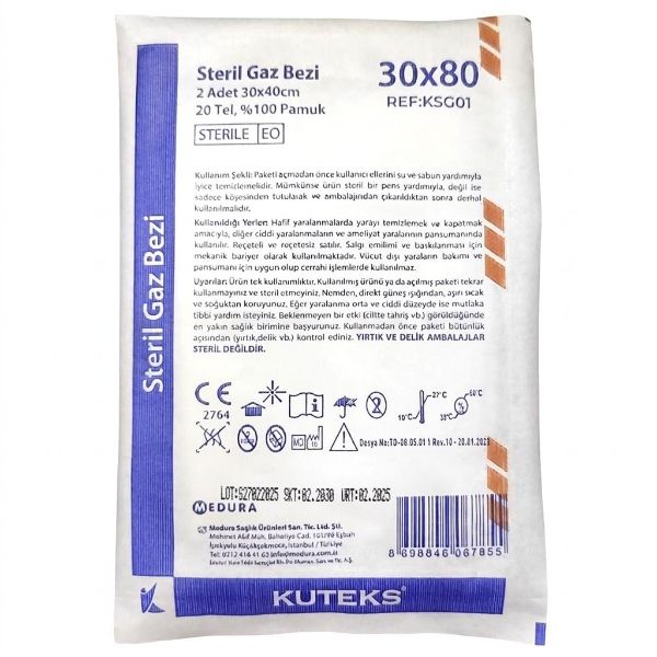 Kuteks Steril Gazlı Bez 30 x 80 cm